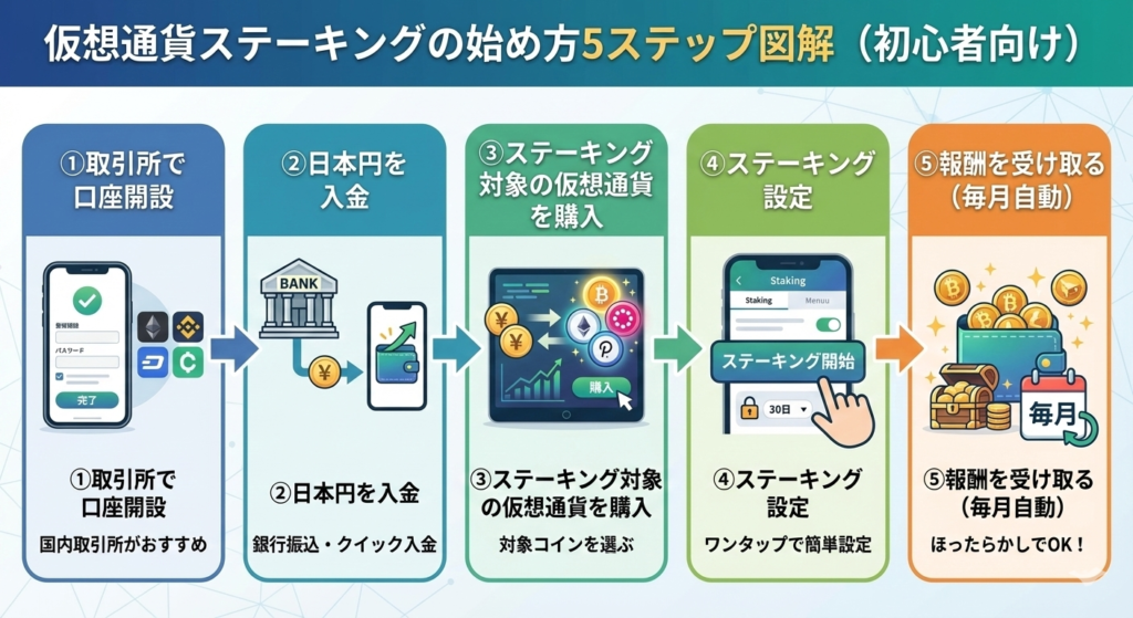 仮想通貨ステーキングの始め方5ステップ初心者向け