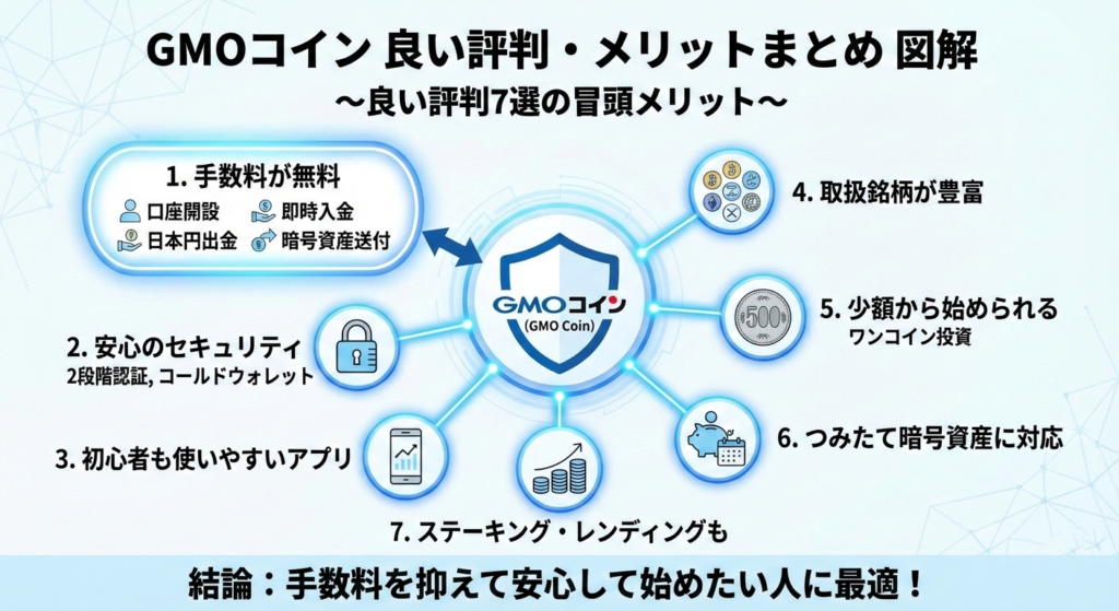 GMOコイン良い評判口コミメリットまとめ図解