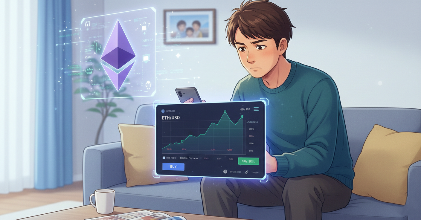 イーサリアム2026年価格予想をチェックするパパ